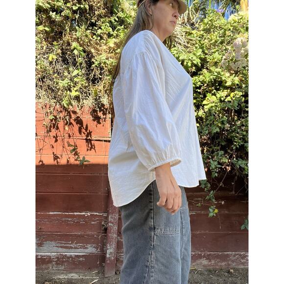 White Romantic Poet Pirate Steampunk Cotton Vintage Blouse Shirt One Size Plus - Picture 12 of 12